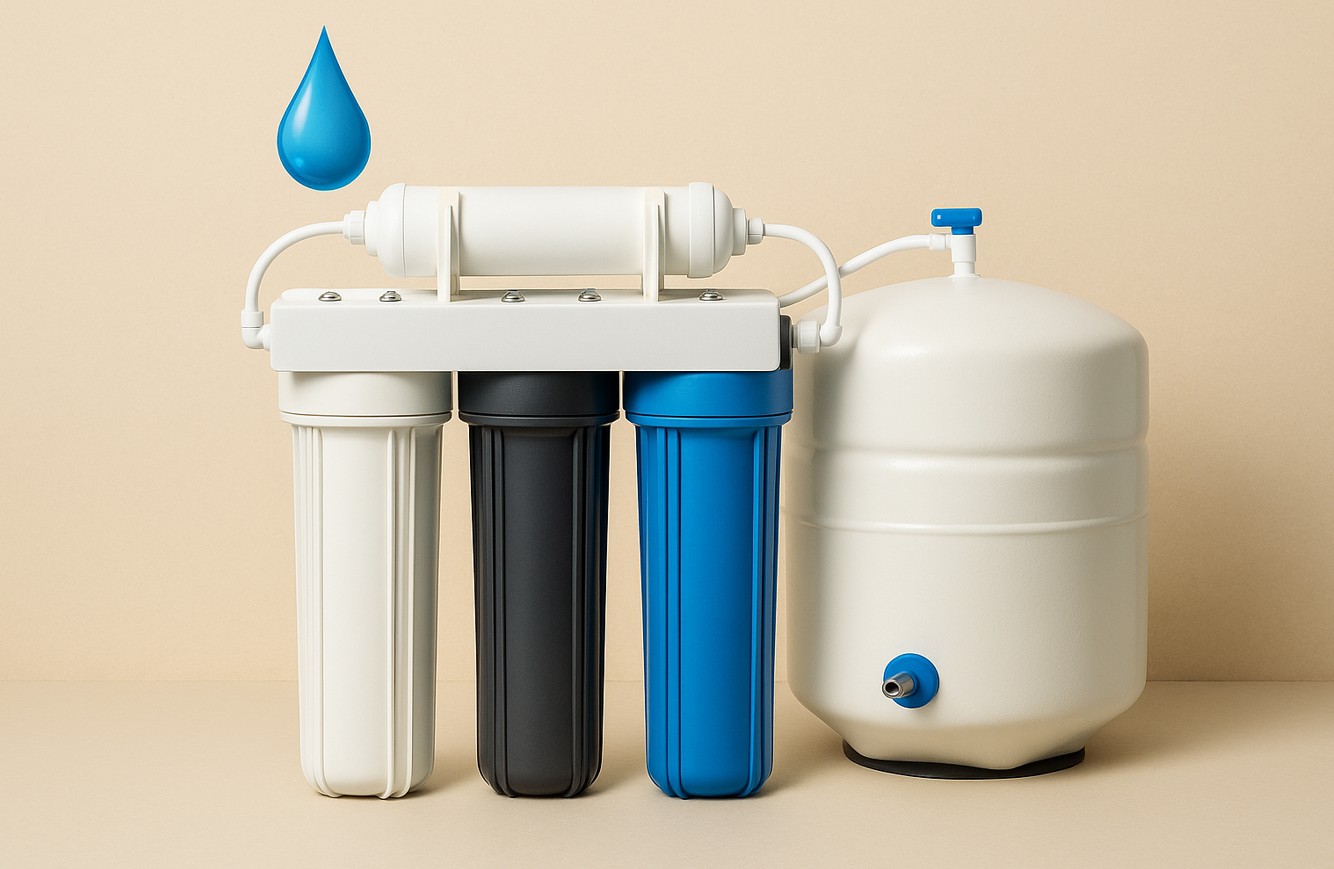 Advanced 4-stage water purification system with RO and activated carbon